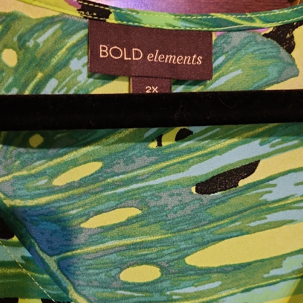 Bold Elements Green Leaf Print Blouse - image 2